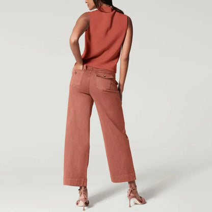 Stretch Twill Wide-Leg Pants