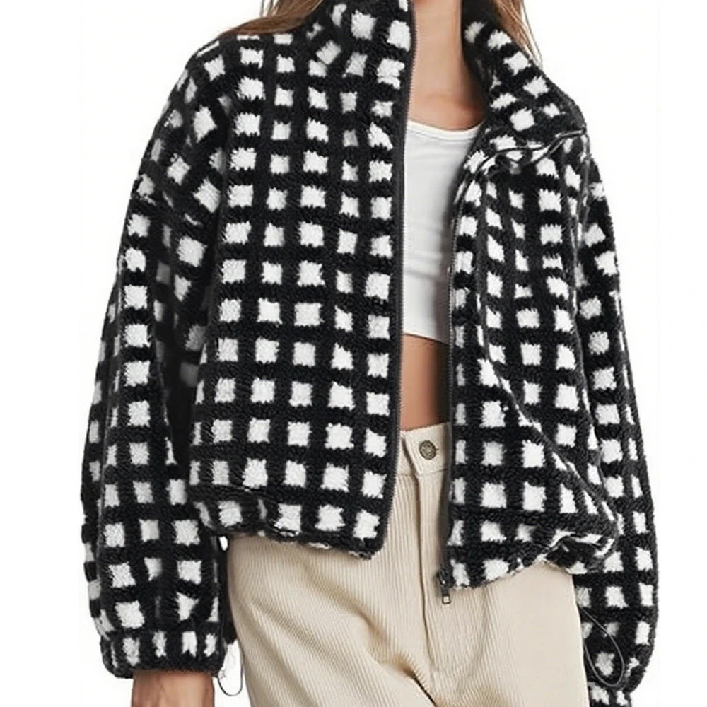 Checkered Women’s Fleece Jacket