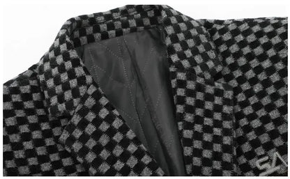 Men Fleece Checkered Suits