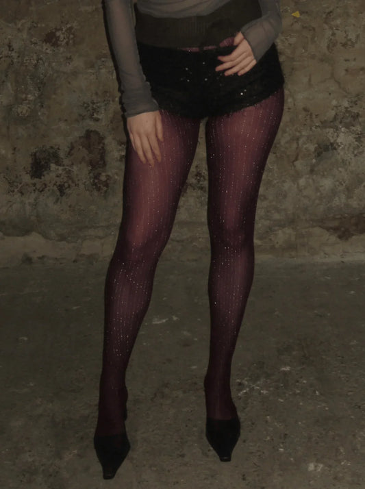 Silver Striped Fishnet Tights