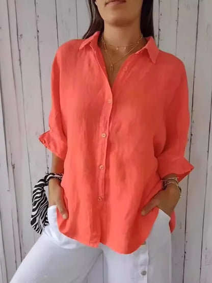 Elegant Cotton Linen Bow-Back Shirt