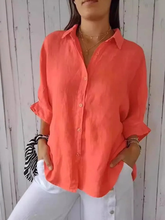 Elegant Cotton Linen Bow-Back Shirt