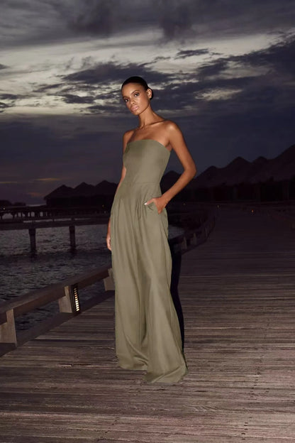Strapless Wide-Leg Jumpsuit