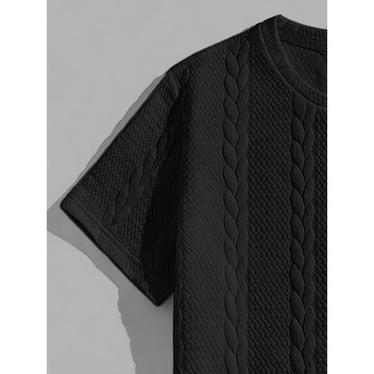 Men’s Solid Jacquard T-Shirt & Shorts Set