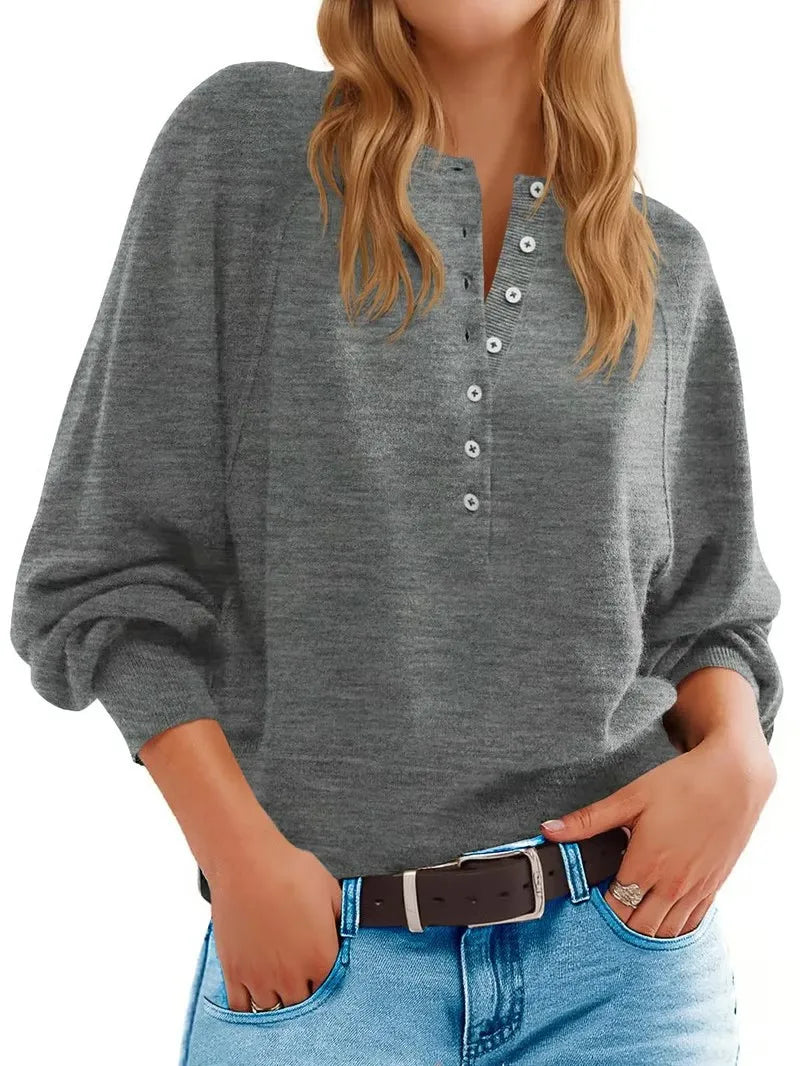 CozyHenley™ Women’s Lantern Sleeve Knit Pullover