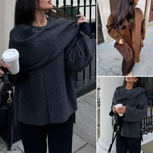 Scarf-Collar Cardigan Jacket