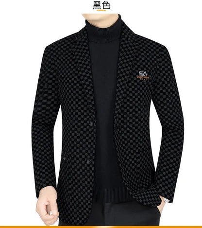 Men Fleece Checkered Suits