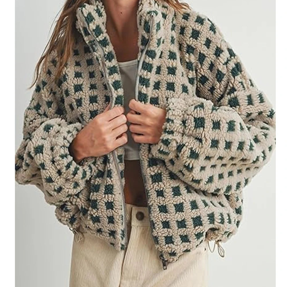 Checkered Women’s Fleece Jacket