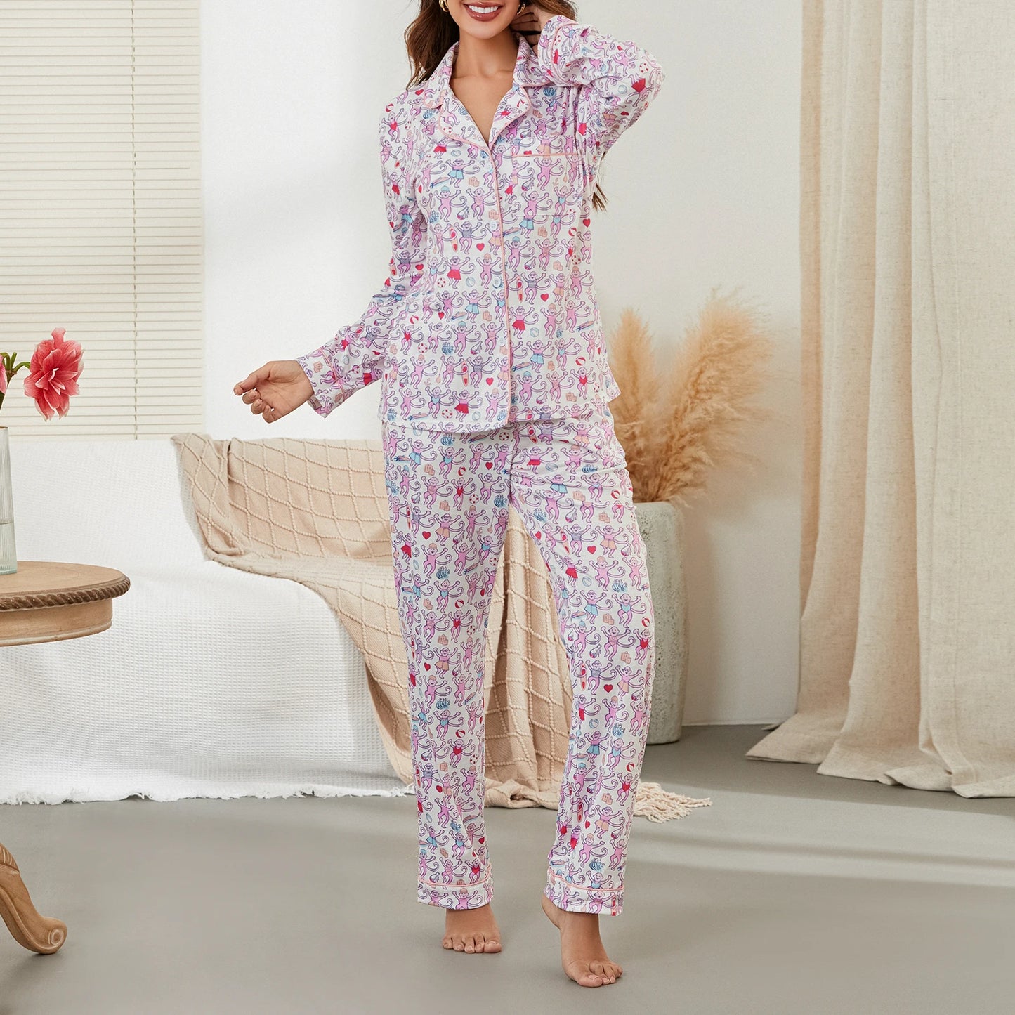 Cartoon Monkey Pajama Set