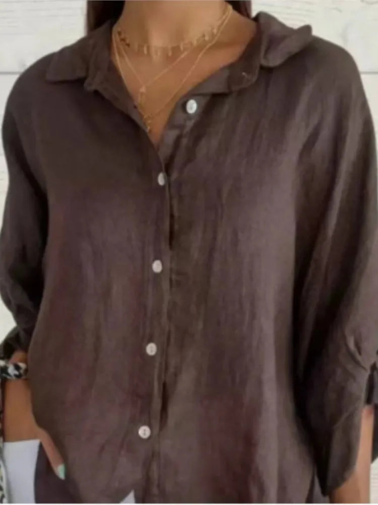 Elegant Cotton Linen Bow-Back Shirt