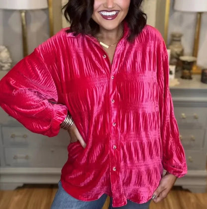Velvet Button Down Top