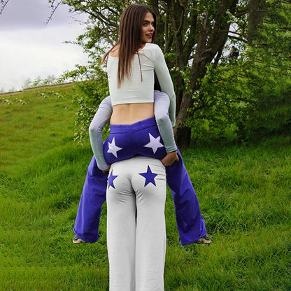 Contrast High Elastic Sweatpants