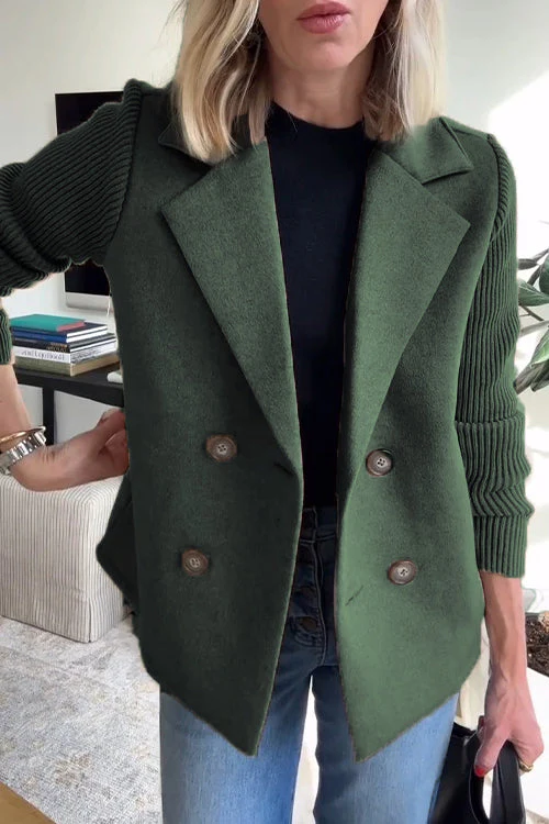 Chic Lapel Knit Sleeve Coat
